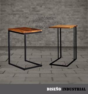 Mesa Auxiliar De Arrime En Hierro Y Madera Oferta!