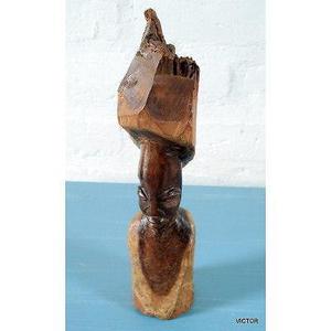 escultura de madera tallada pesada 23 cm alto