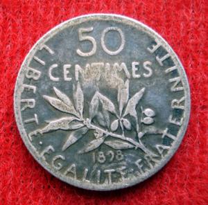 moneda de plata 50 cemtimes francia 