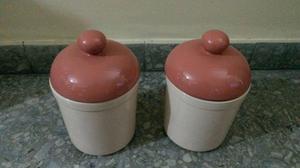 Frascos Potes Tarros De Ceramica Con Tapa X2