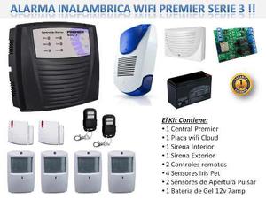 Kit Alarma Inalambrica Wifi Premier Serie 3 Domiciliaria !!