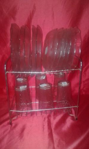 Juego 6 platos playos+6ondos+6vasos