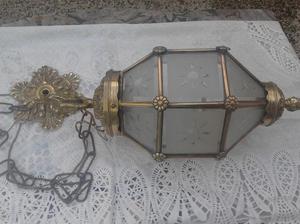 lampara de bronce con vidrios trabajados-37x17cm