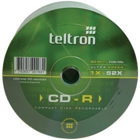 Cd-r Teltron 1x-52x 80min/700mb Ultra Green X 50 Unidades