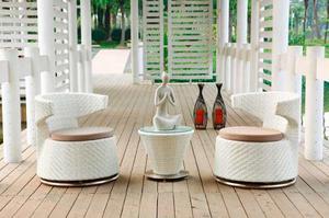 Juego De Living Rattan Aluminio Jardin Exterior