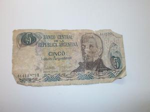 Billete Antiguo 5 peso argentino