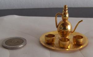 Juego de café árabe miniatura, escala 1:12, casa de