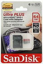 MEMORIA MICRO SDXC UHS-I SANDISK ULTRA PLUS 64GB 80 MB/S