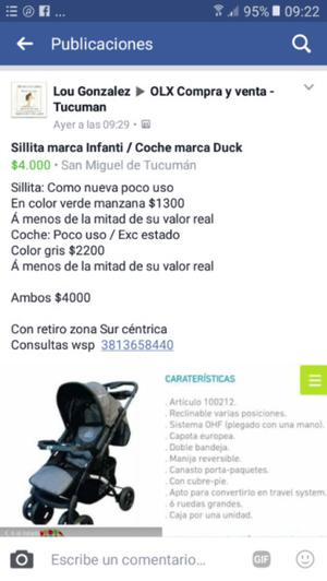 Silla Infanti / Coche Duck Pariggi