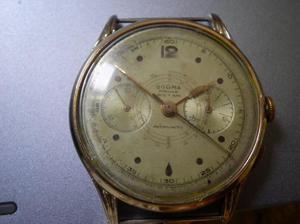 antiguo reloj cronografo dogma, plaque oro, funciona,