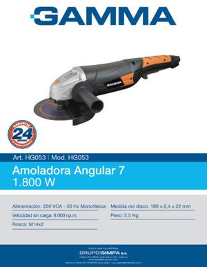 Amoladora Gamma  W -  Rpm Mod. HG053