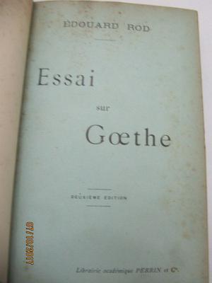 Essai Sur Goethe Edouard Rod 
