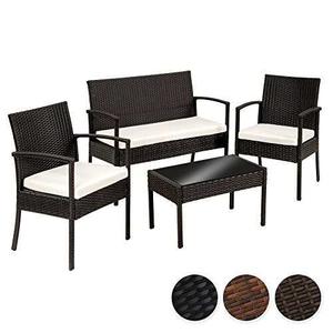 Juego Jardin Terraza Exterior Mesa Sillones Rattan 4 Pers