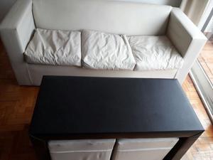 Sillón Cubo 3 Cuerpos Mesa Ratona 2 Puff