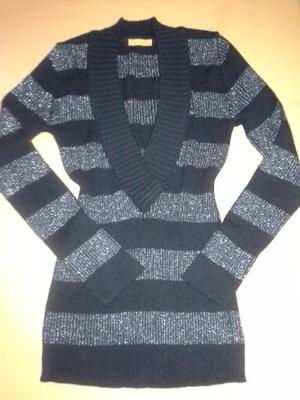 Sweter De Mujer Nucleo T.s Rallado Negro /plata ¡impecable!