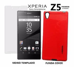Funda Cover + Vidrio Templado Sony Xperia Z5 Premium Rosario