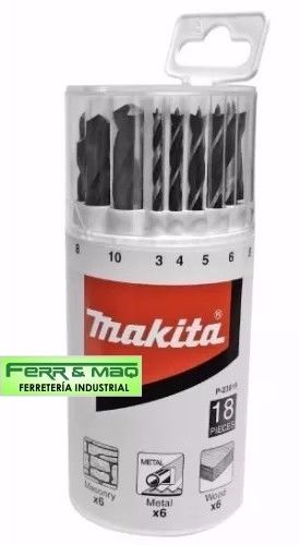 JUEGO DE MECHAS MAKITA P- METAL-MADERA-PARED 18 PIEZAS