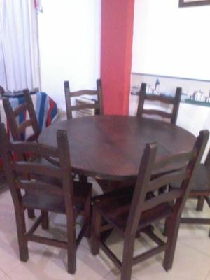 mesa de algarrobo con 6 sillas