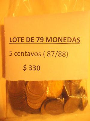 monedas antiguas lote de 80, 5 centavos(