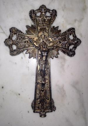 Cristo Antiguo De Metal Bañado En Bronce