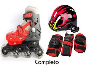 Rollers Patines Extensibles + Casco + Protecciones + Bolso