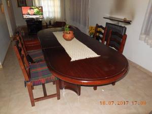 VENDO MESA ALGARROBO GRANDE Y 8 SILLAS DE ALGARROBO