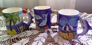 tazas o jarros para café / te con diseños marinos c/u