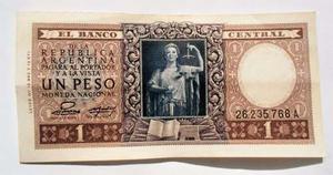 Antiguo Billete De 1 Un Peso Moneda Nacional Serie A