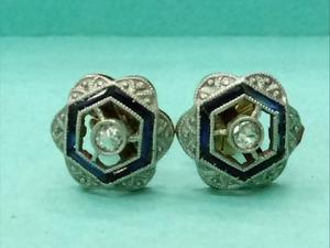 Aros Art Deco Con Diamantes Y Zafiros