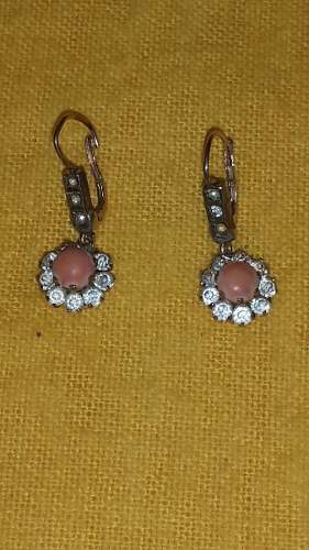 Aros Oro 18k Diamantes 0,30 Ct Total Y Coral