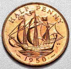 Jmm Inglaterra: Grande Y Valiosa Moneda Half Penny  Unc