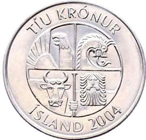 Jmm Islandia: Rarísima Y Valiosa Moneda 10 Kronur 