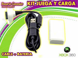 Kit Juega Y Carga Xbox 360 Cable + Bateria Rosario