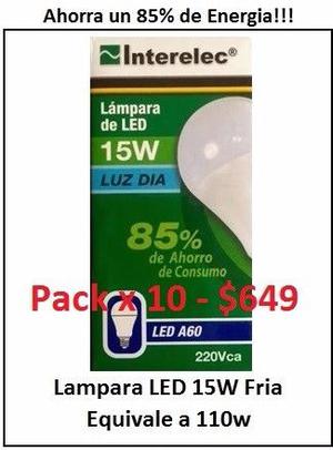 Lampara Led INTERELEC Fria 15w x 10 Unid $649!!!