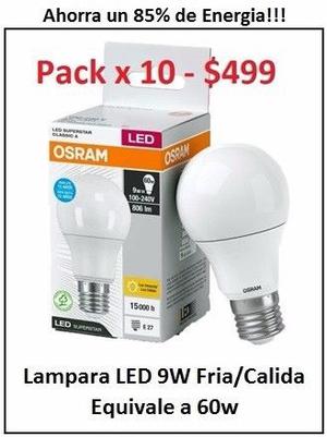 Lampara Led OSRAM Fria/Calida 9w x 10 Unid $499