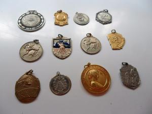 Medallas De Plata Y Bronce, Antiguas, Lote De 12 Unidades