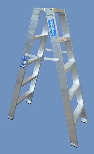 escalera aluminio reforzada doble acceso 5 escalones alt
