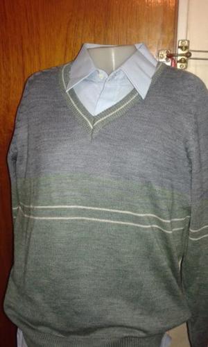 SWEATER MEDIA ESTACION COLOR GRIS Y VERDE COMBINADOS TALLE 2