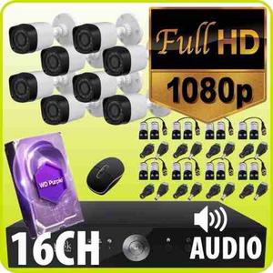 Kit Seguridad Audio Dvr Full Hd 16 +1tb Purple +8 Camaras Ir