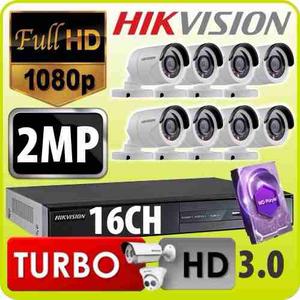 Kit Seguridad Hikvision Turbo 2mp Dvr 16 + 8 Camaras + 1tb