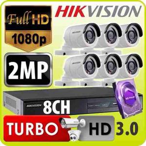Kit Seguridad Hikvision Turbo 2mp Dvr 8ch + 6 Camaras + 1tb