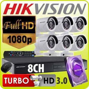 Kit Seguridad Hikvision Turbo Hd 3.0 Dvr 8ch +6 Camaras+ 1tb
