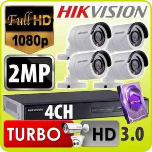 Kit Seguridad Turbo 2mp Dvr 4ch + 1tb + 4 Camara Hikvision