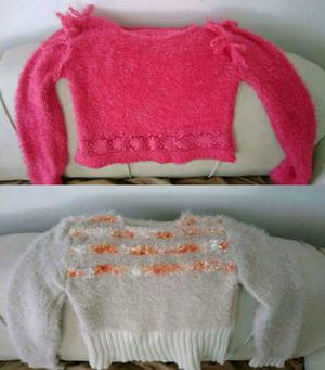 Sweaters rosa y blanco