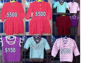 Vestido pulovers y chaleco al crochet para niños y bebés