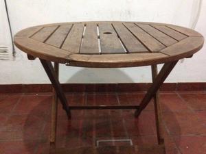 mesa redonda de madera plegable 90 x 90 cm