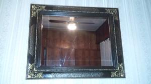 Espejo biselado en marco de madera 1 x 0.86