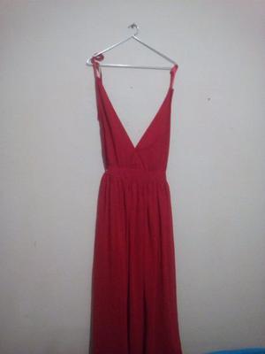 vestido de fiesta color rojo,para anudar en la nuca con