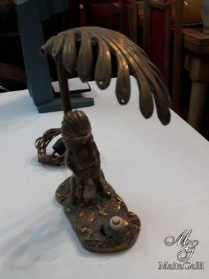 Antiguo Velador En Bronce Con Figura De Indio. Cód.: #