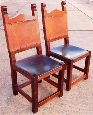 El Restaurador - Par de sillas estilo campo Madera y Cuero